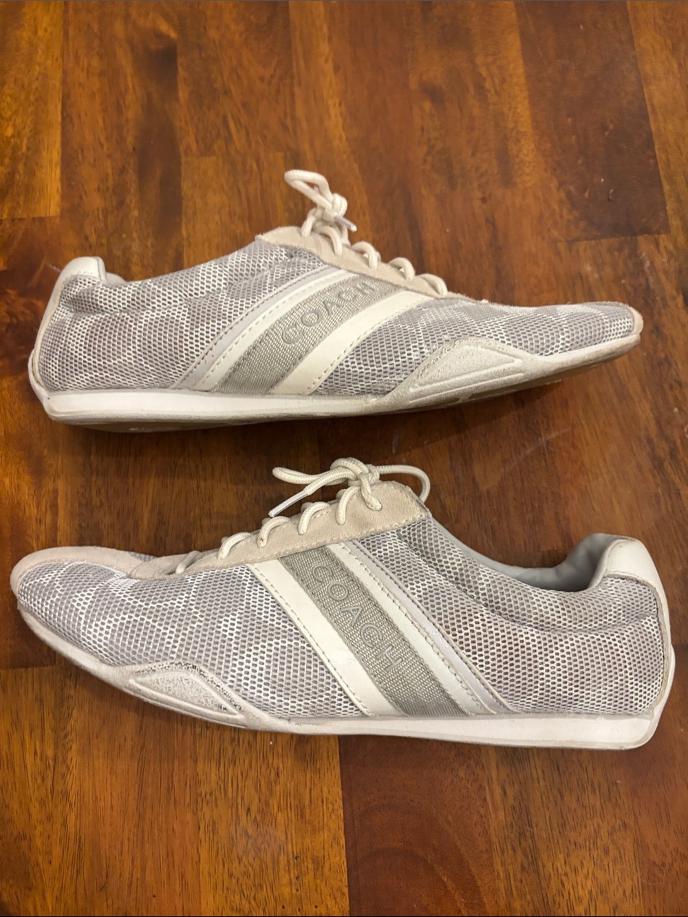 Coach Y2K Mesh Low-Top Sneakers (Silver / Optic White) Size 10.5